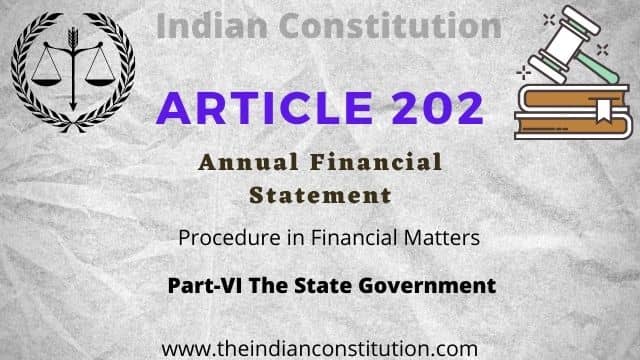 Article 202 Annual Financial Statement In The Indian Constitution