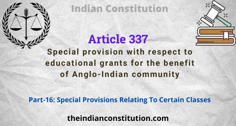 Article 337: Educational Grants For Benefit of Anglo-Indian Community
