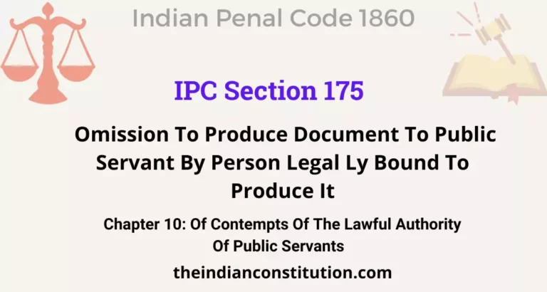 IPC Section 175: Omission To Produce Document To Public Servant By Person Legal Ly Bound To Produce It
