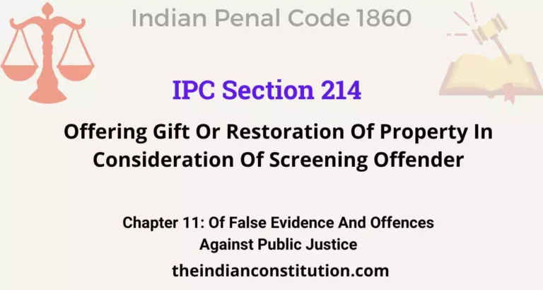 IPC Section 214: Offering Gift Or Restoration Of Property In Consideration Of Screening Offender