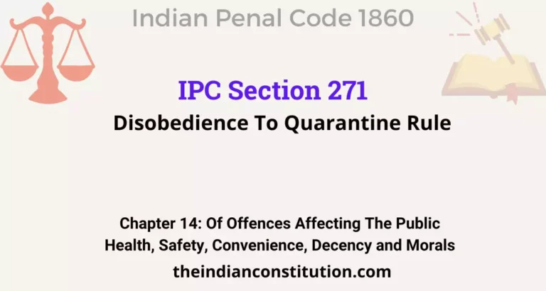 IPC Section 271: Disobedience To Quarantine Rule